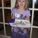 Alice In Wonderland Audition Purple Dress with Plate - wrapping paper and silver ribbon